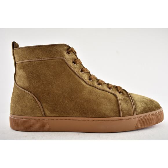 Christian Louboutin Mens Louis Orlato Flat Rhea Brown High Top Sneakers 43 10 - Picture 2 of 11